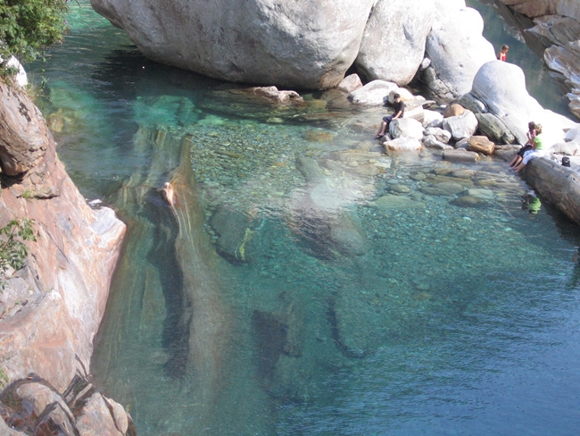 Crystal Clear Water Of Mountain River Valle Verzasca, Switzerland